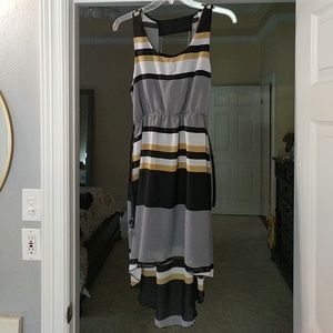 Belted high-low dress